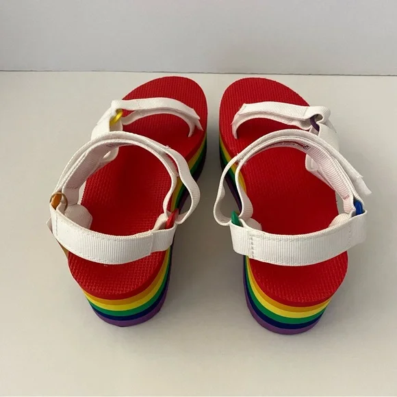 Teva Flatform Universal Rainbow Pride Sandals White 7 - Picture 3 of 7